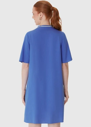 Malwee - Vestido Curto Amplo em Viscolinho Azul Escuro - MALWEE