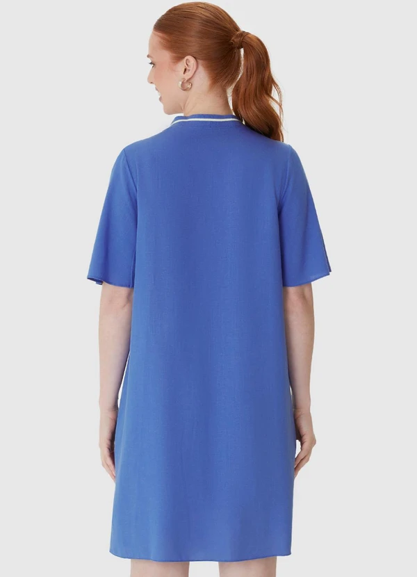 Malwee - Vestido Curto Amplo em Viscolinho Azul Escuro 2