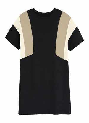 Malwee - Vestido Curto Amplo em Viscolinho Preto - MALWEE