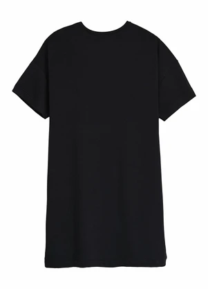 Malwee - Vestido Curto Amplo em Viscolinho Preto - MALWEE