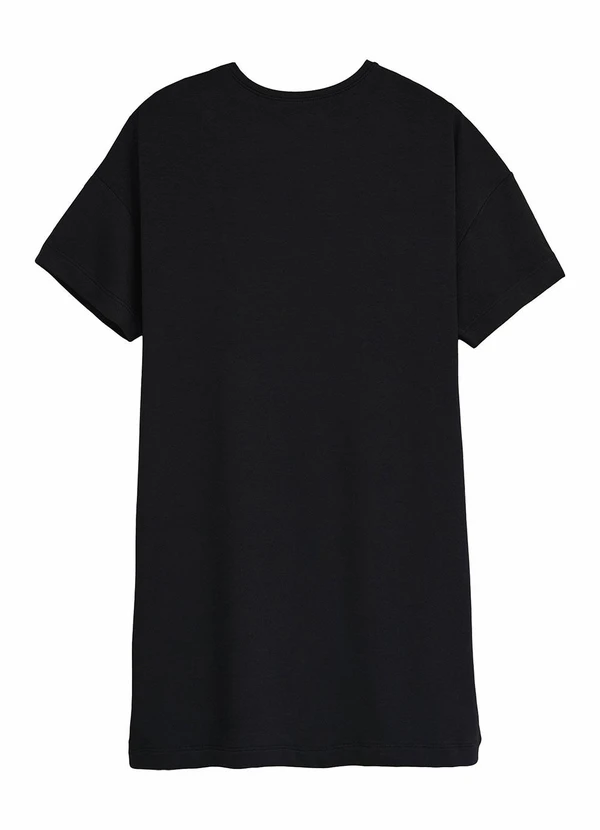 Malwee - Vestido Curto Amplo em Viscolinho Preto 2