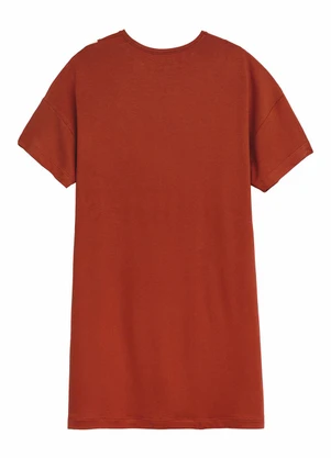 Malwee - Vestido Curto Amplo em Viscolinho Terracota - MALWEE