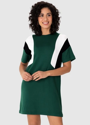 Malwee - Vestido Curto Amplo em Viscolinho Verde Militar - MALWEE