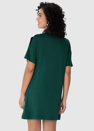 Malwee - Vestido Curto Amplo em Viscolinho Verde Militar - MALWEE