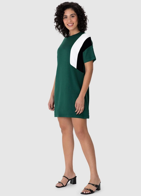 Malwee - Vestido Curto Amplo em Viscolinho Verde Militar 3