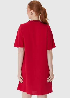Malwee - Vestido Curto Amplo em Viscolinho Vermelho - MALWEE