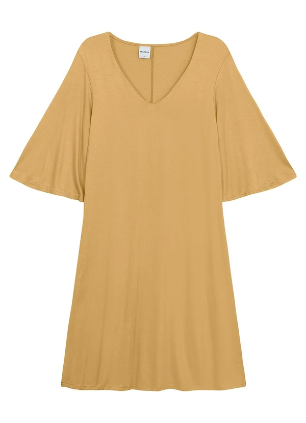 Malwee - Vestido Curto Amplo em Viscose Amarelo
