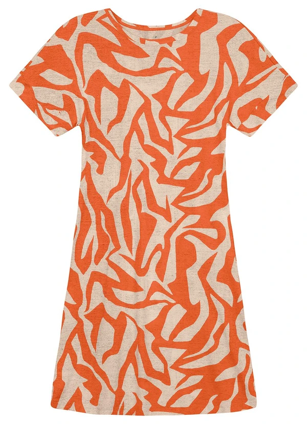Malwee - Vestido Curto Amplo Orgânica Laranja