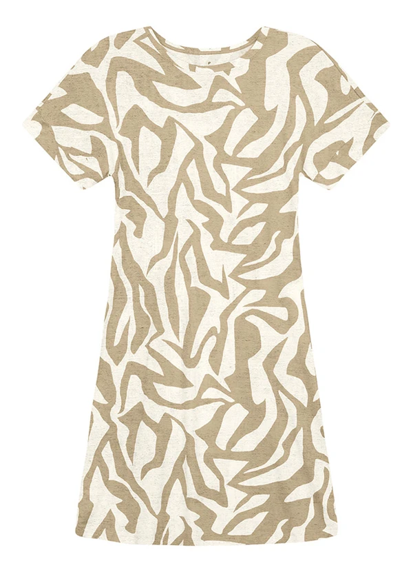 Malwee - Vestido Curto Amplo Orgânica Off White