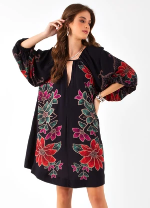 Farm - Vestido Curto Amsterdam Localizado Preto - FARM