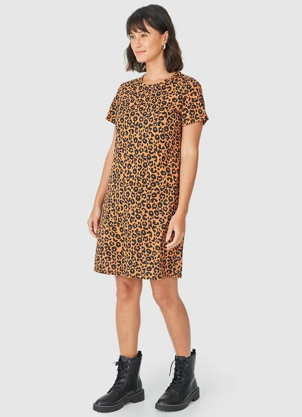 Malwee - Vestido Curto Animal Print Marrom 3
