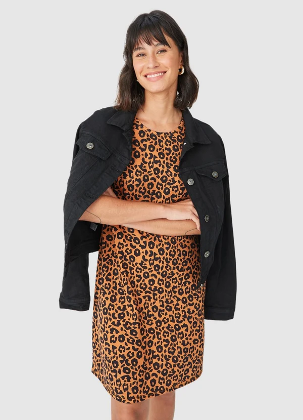 Malwee - Vestido Curto Animal Print Marrom 4