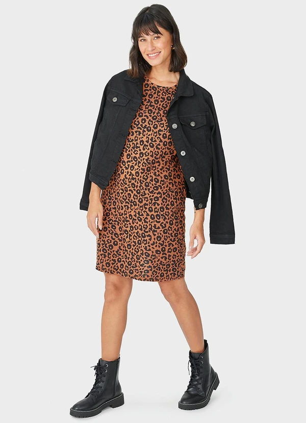 Malwee - Vestido Curto Animal Print Marrom 5