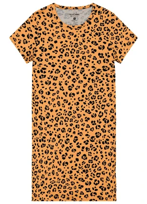 Malwee - Vestido Curto Animal Print Ocre - MALWEE