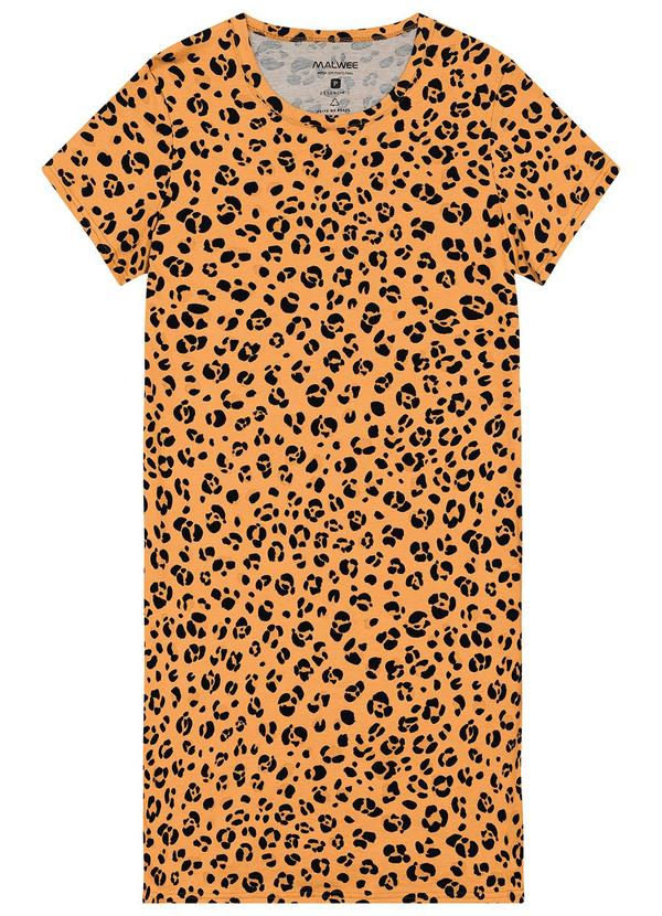Malwee - Vestido Curto Animal Print Ocre