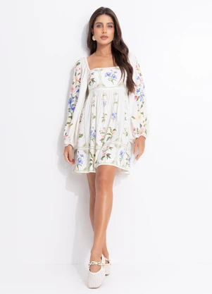 Farm - Vestido Curto Aquaflora Off White - FARM