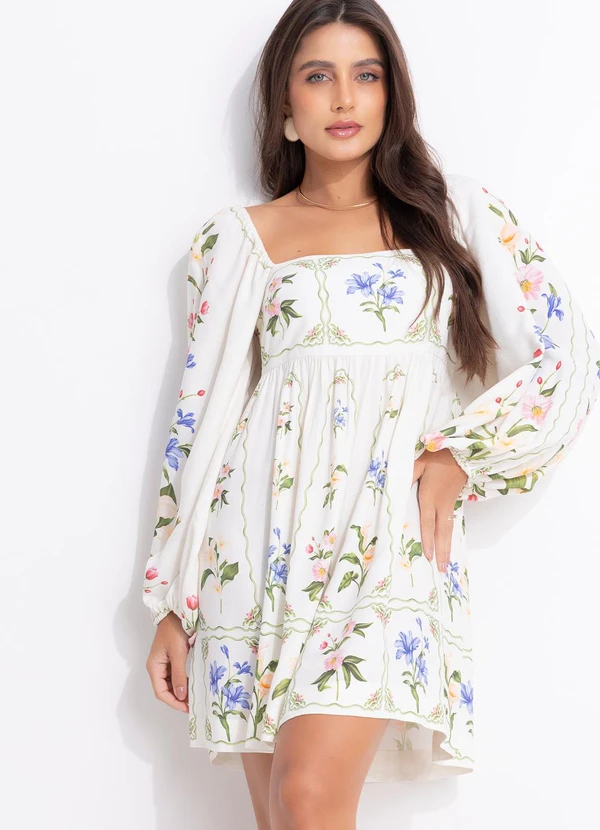 Farm - Vestido Curto Aquaflora Off White 4