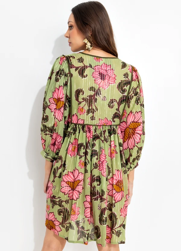 Farm - Vestido Curto Aurora Floral Verde 2