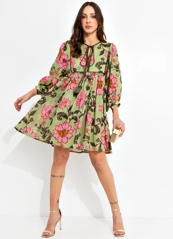 Farm - Vestido Curto Aurora Floral Verde 3