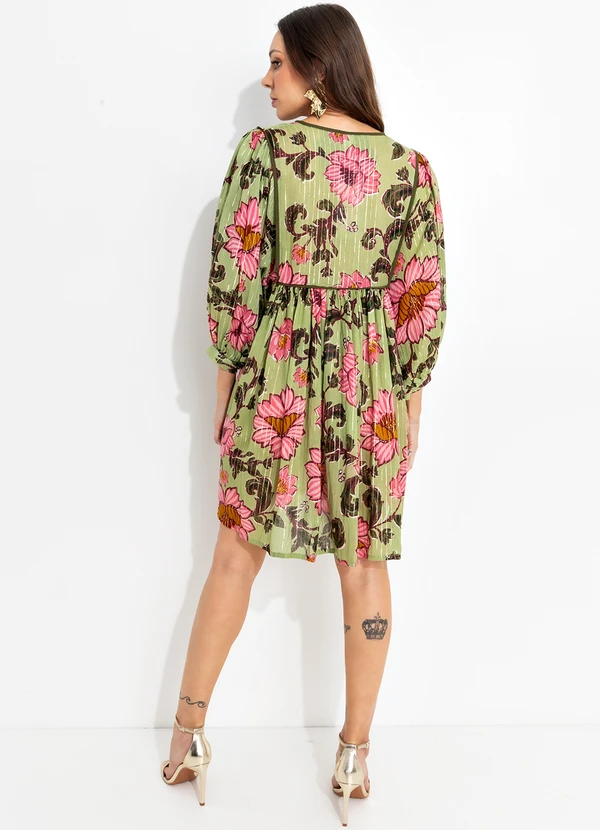 Farm - Vestido Curto Aurora Floral Verde 5