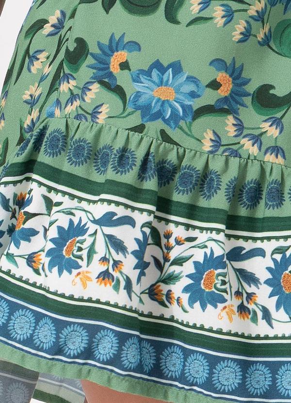 Farm - Vestido Curto Azulejo Florido Verde 8