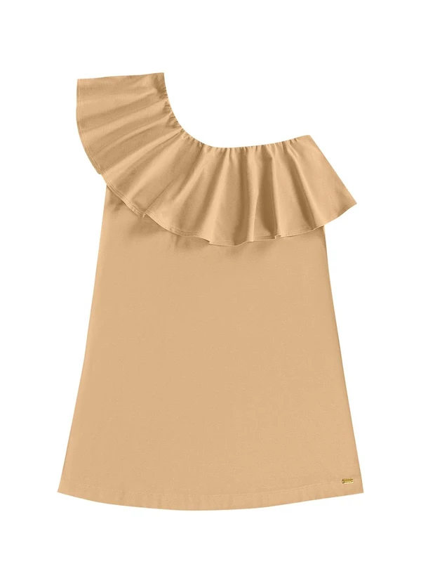 Angel - Vestido Curto Babado Malhão Bege