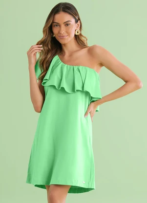 Angel - Vestido Curto Babado Malhão Verde - ANGEL