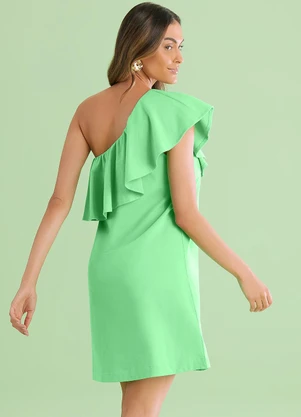 Angel - Vestido Curto Babado Malhão Verde - ANGEL