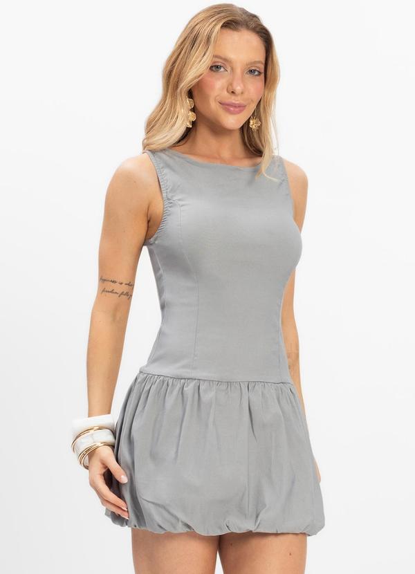 Rovitex - Vestido Curto Balonê Feminino Renaluci Cinza