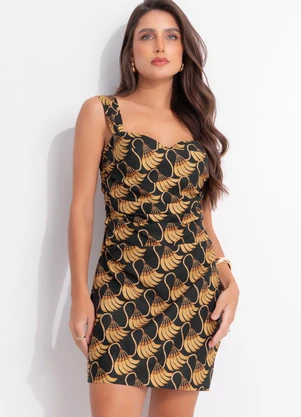 Farm - Vestido Curto Banana Tassel Mini Preto - FARM