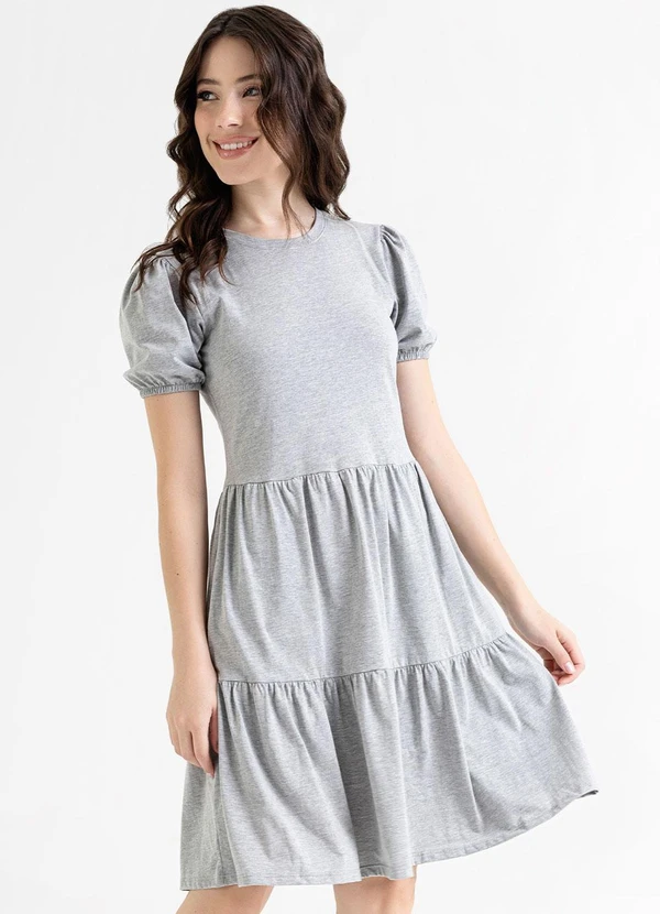 Just Basic - Vestido Curto Básico em Meia Malha Cinza