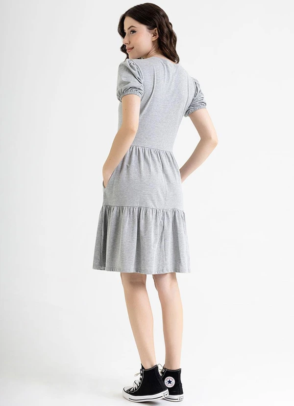 Just Basic - Vestido Curto Básico em Meia Malha Cinza 4