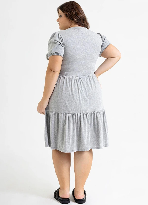 Just Basic - Vestido Curto Básico em Meia Malha Cinza 8