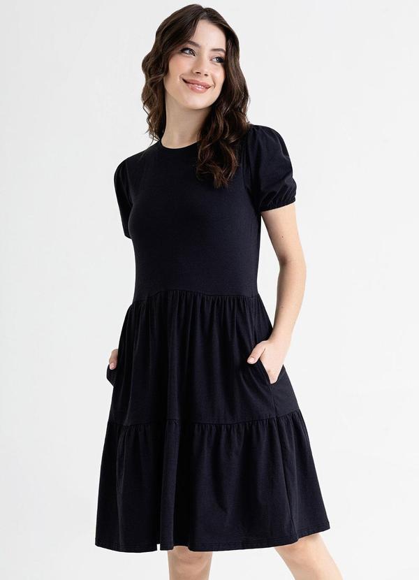 Just Basic - Vestido Curto Básico em Meia Malha Preto