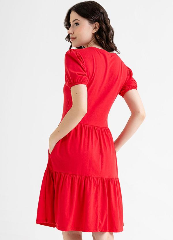 Just Basic - Vestido Curto Básico em Meia Malha Vermelho 2