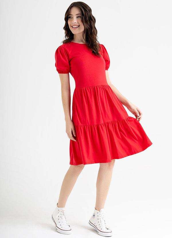 Just Basic - Vestido Curto Básico em Meia Malha Vermelho 3
