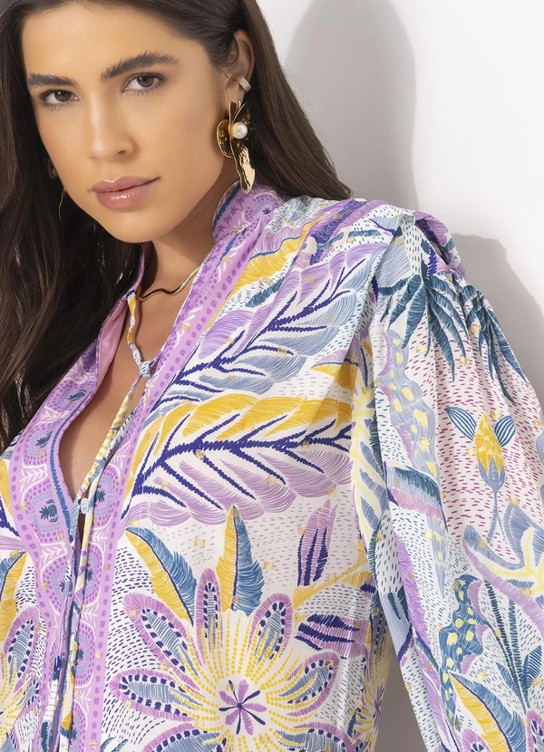 Farm - Vestido Curto Bata Tapete de Tucano Roxo 7