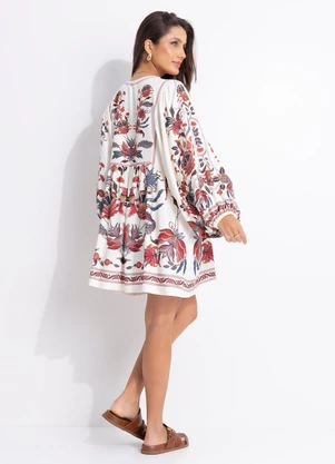 Farm - Vestido Curto Bohoflor Bege - FARM