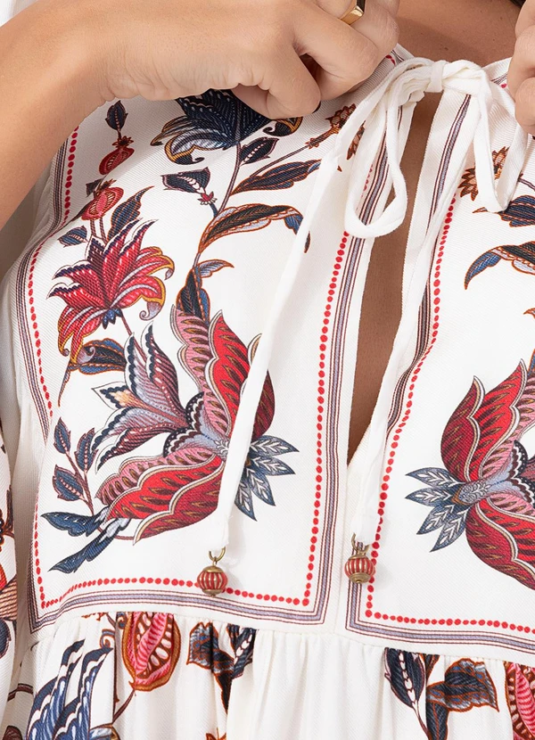 Farm - Vestido Curto Bohoflor Bege 4