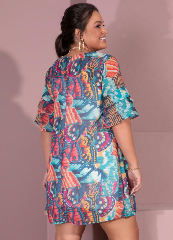 Queima Estoque - Vestido Curto Borboletas com Mangas Duplas 4