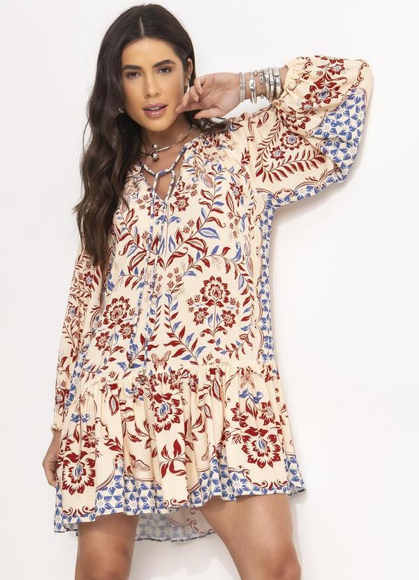 Farm - Vestido Curto Borbolina Bege