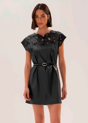 Carlota Costa - Vestido Curto Bordado Preto - CARLOTA COSTA