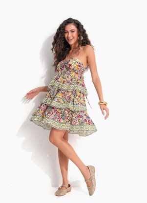Farm - Vestido Curto Brisa de Flor Amarelo - FARM