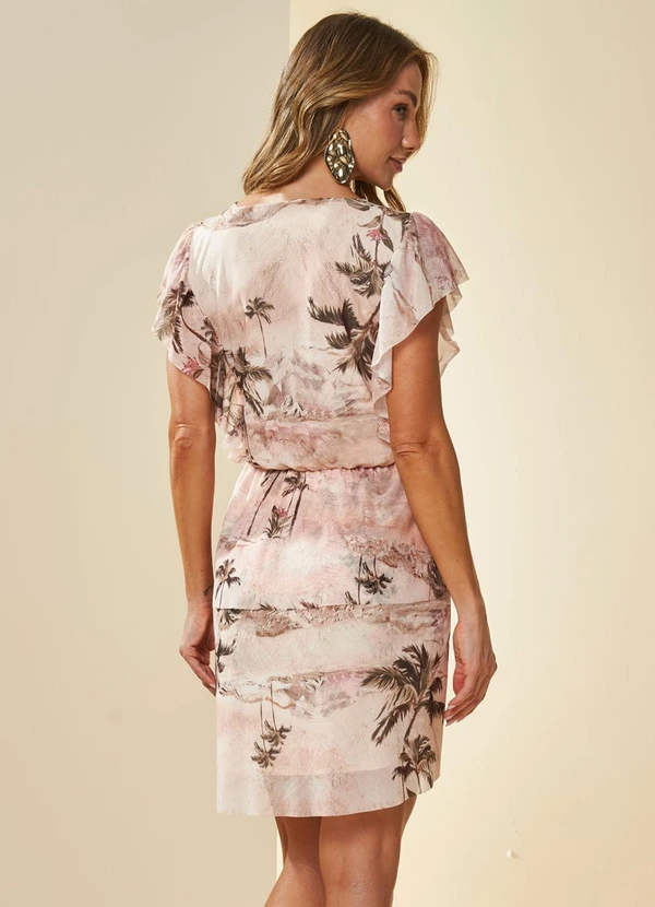 Doce Trama - Vestido Curto Brisa em Tule Estampado Estampado 2