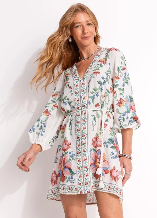Farm - Vestido Curto Brisa Serena Bege