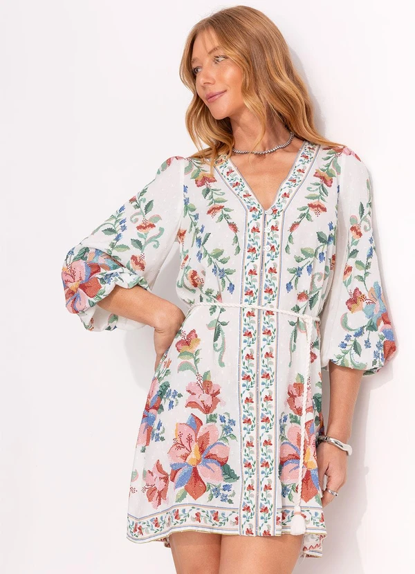 Farm - Vestido Curto Brisa Serena Bege 7