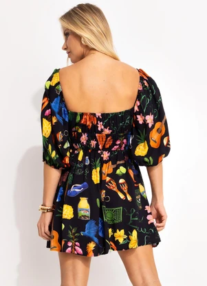Farm - Vestido Curto Buena Gente Preto - FARM