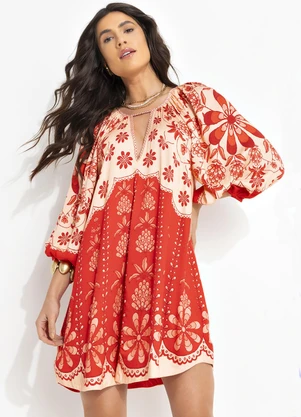 Farm - Vestido Curto Caetana Vermelho - FARM