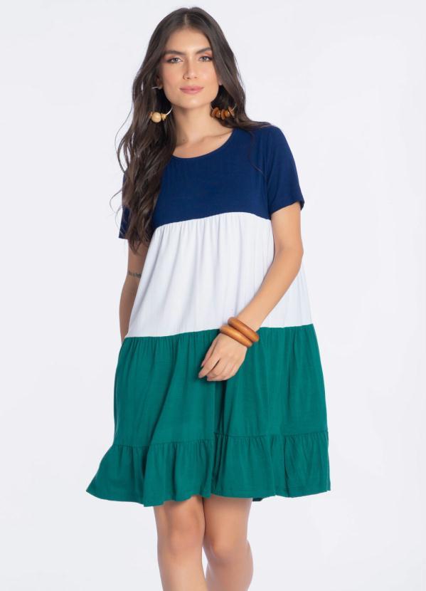 Preview - Vestido Curto Camadas Azul