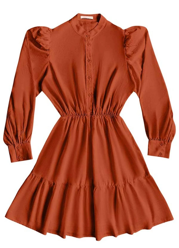 Angel - Vestido Curto Cambraia de Algodao Marrom